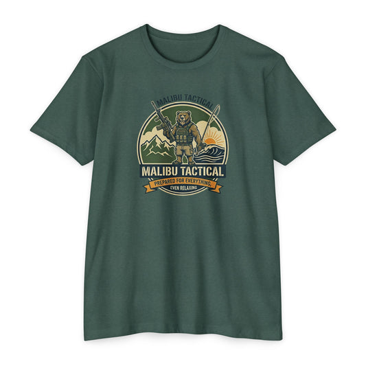 Prepared For Everything tactical bear T-shirt in Heather Forest Green — Malibu Tactical