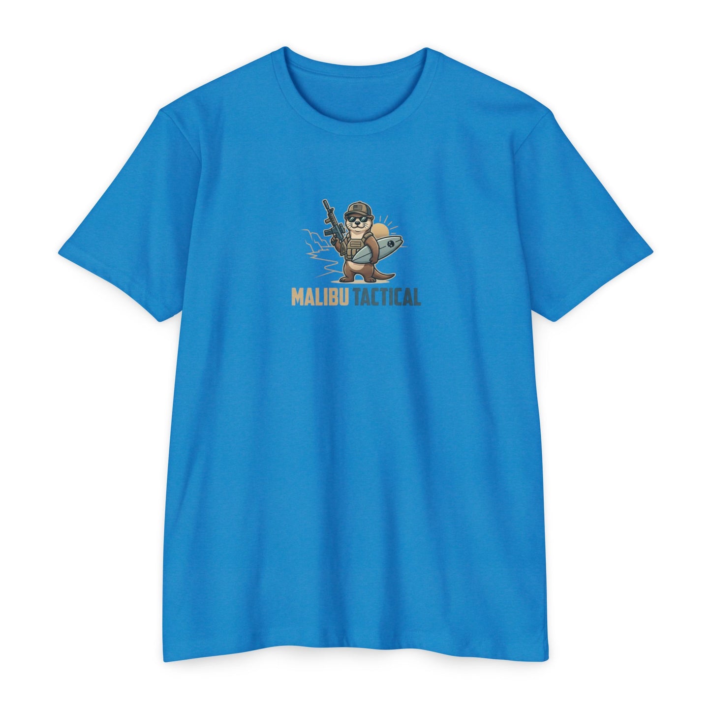 Coastal Operator surfing otter T-shirt in CVC Turquoise — Malibu Tactical