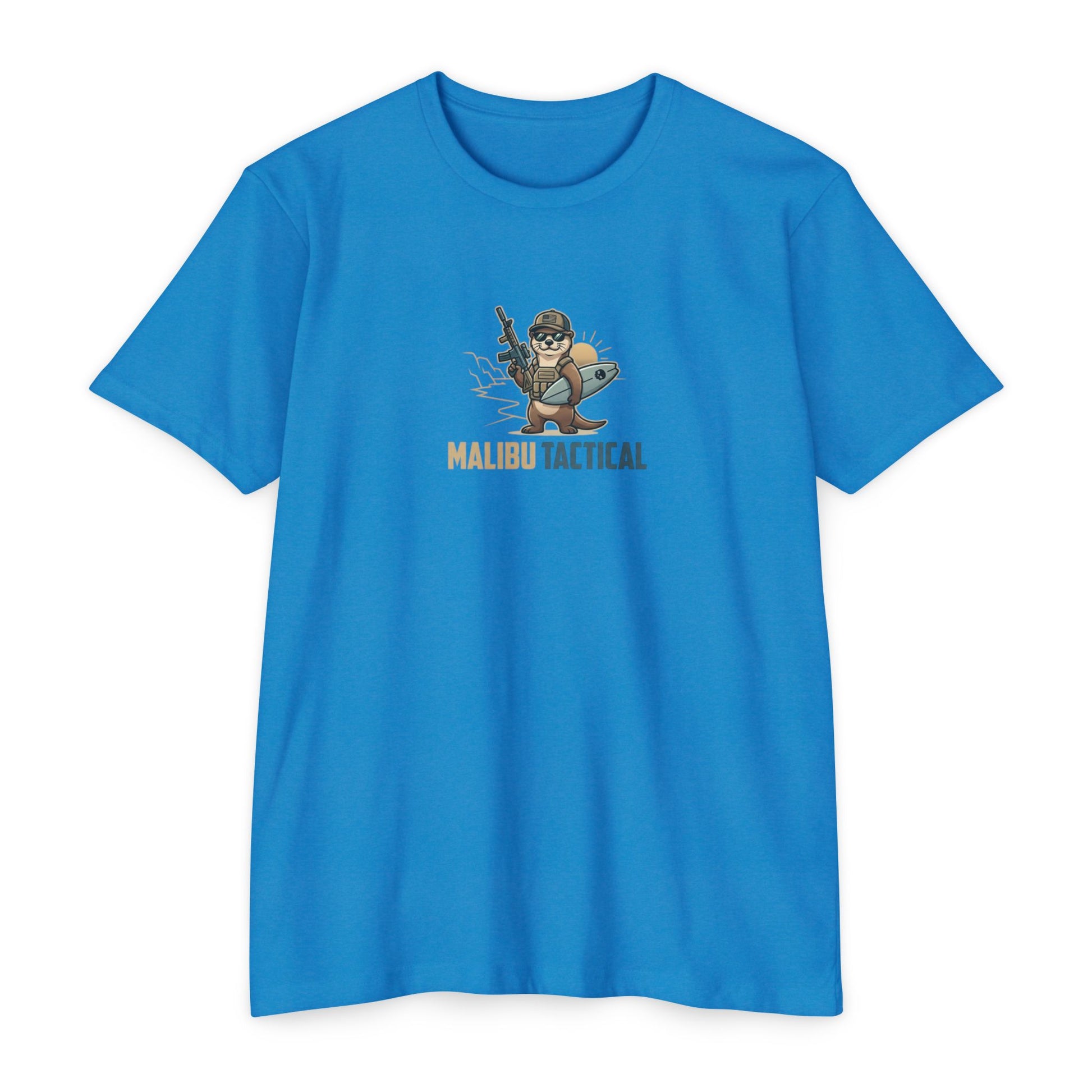 Coastal Operator surfing otter T-shirt in CVC Turquoise — Malibu Tactical