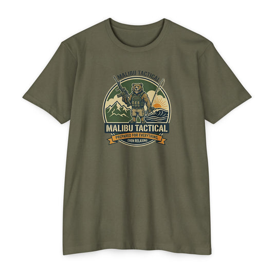 Prepared For Everything tactical bear T-shirt in CVC Military Green — Malibu Tactical