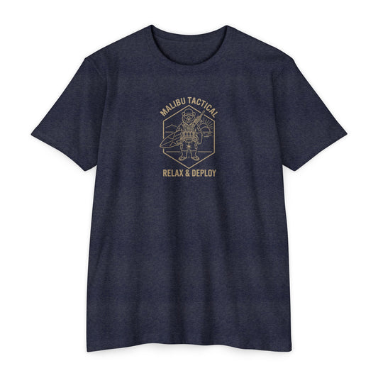 Relax & Deploy line-art bear T-shirt in CVC Midnight Navy — Malibu Tactical