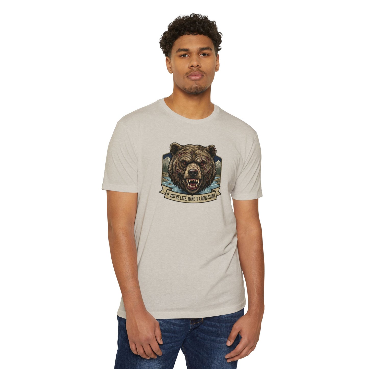 If You're Late, Make It A Good Story T-Shirt — Malibu Tactical — Malibu Tactical lifestyle photo