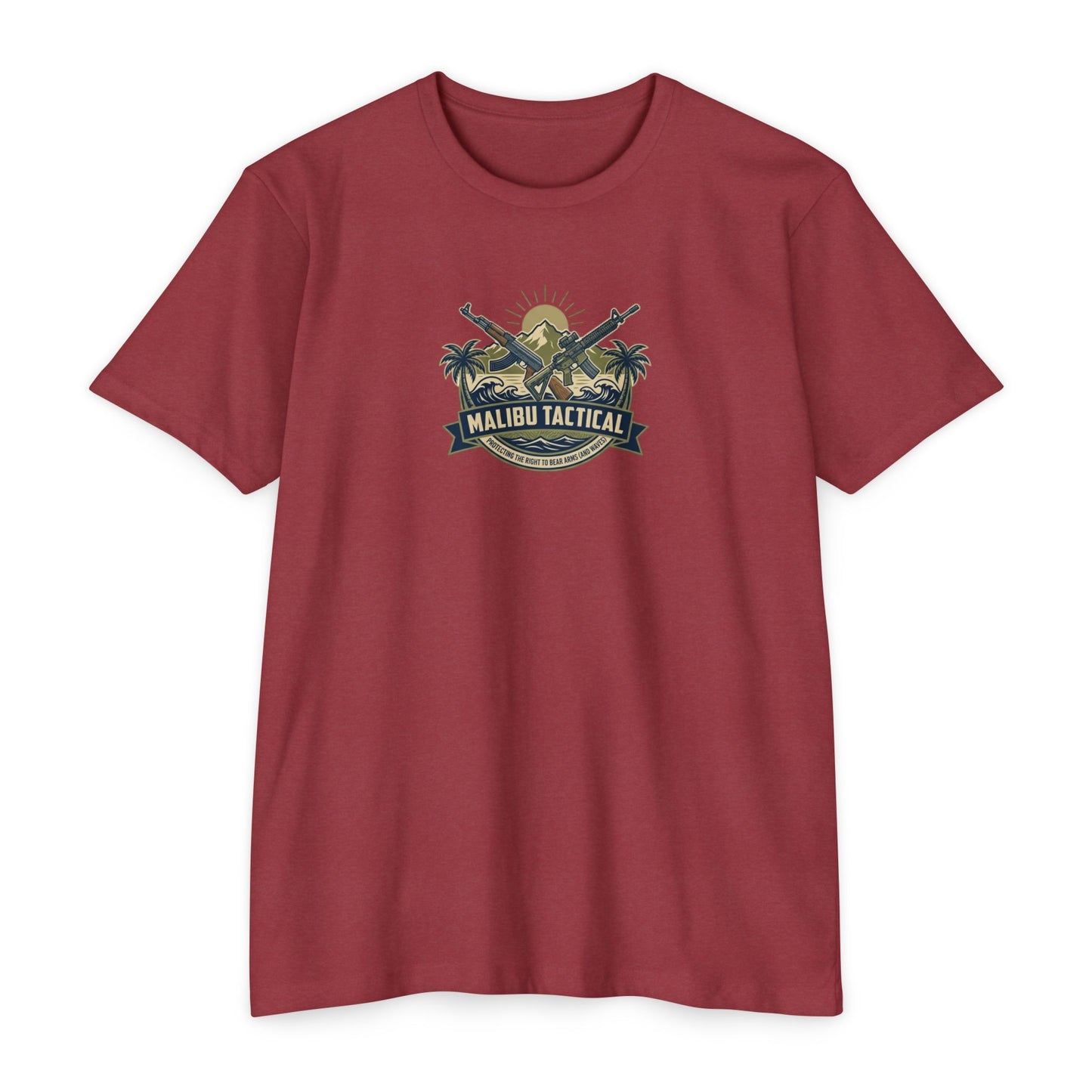 Right To Bear Arms badge T-shirt in CVC Cardinal — Malibu Tactical