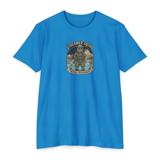 Streamer Squad fly fishing bear T-shirt in CVC Turquoise — Malibu Tactical
