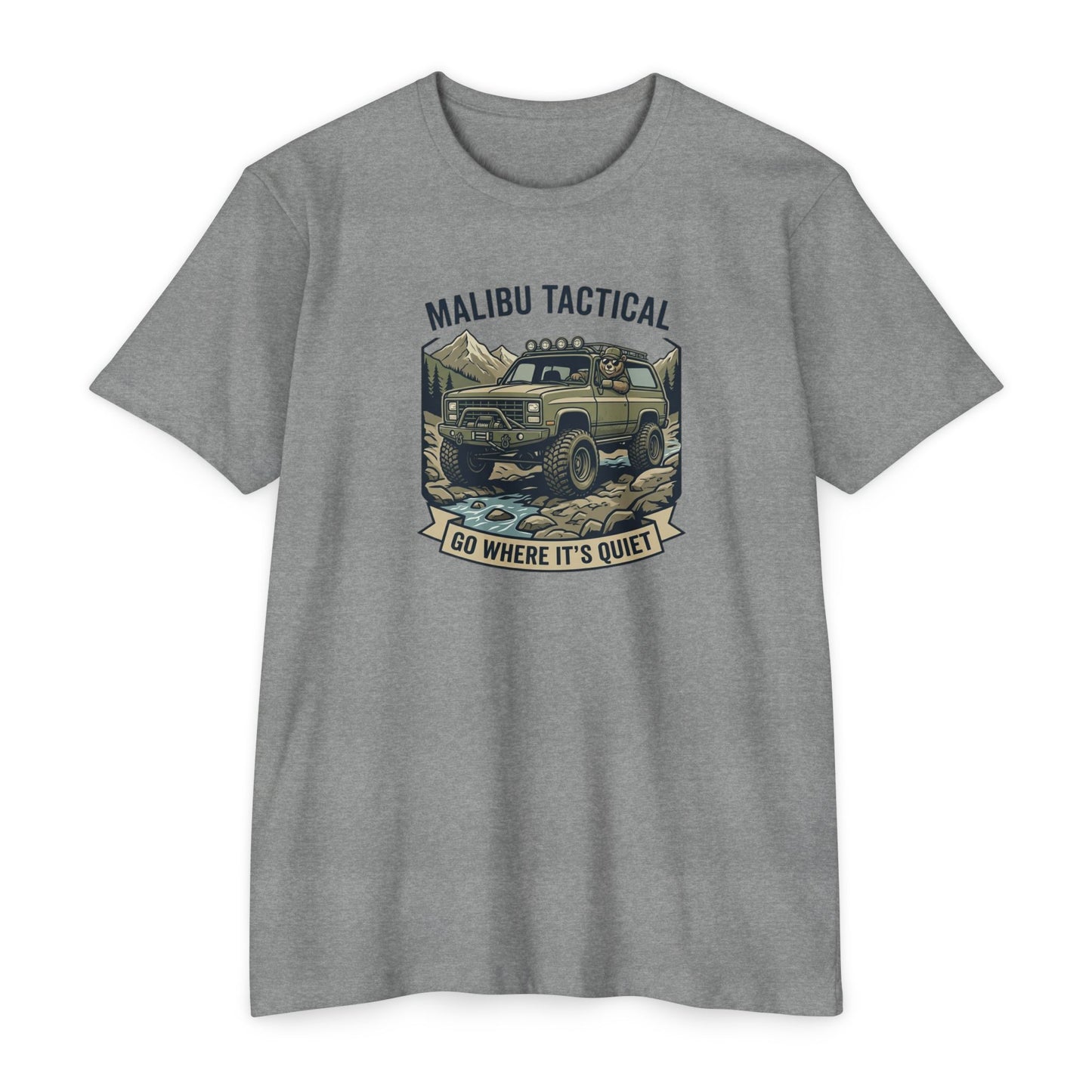 Go Where It's Quiet 4x4 off-road T-shirt in Dark Heather Grey — Malibu Tactical