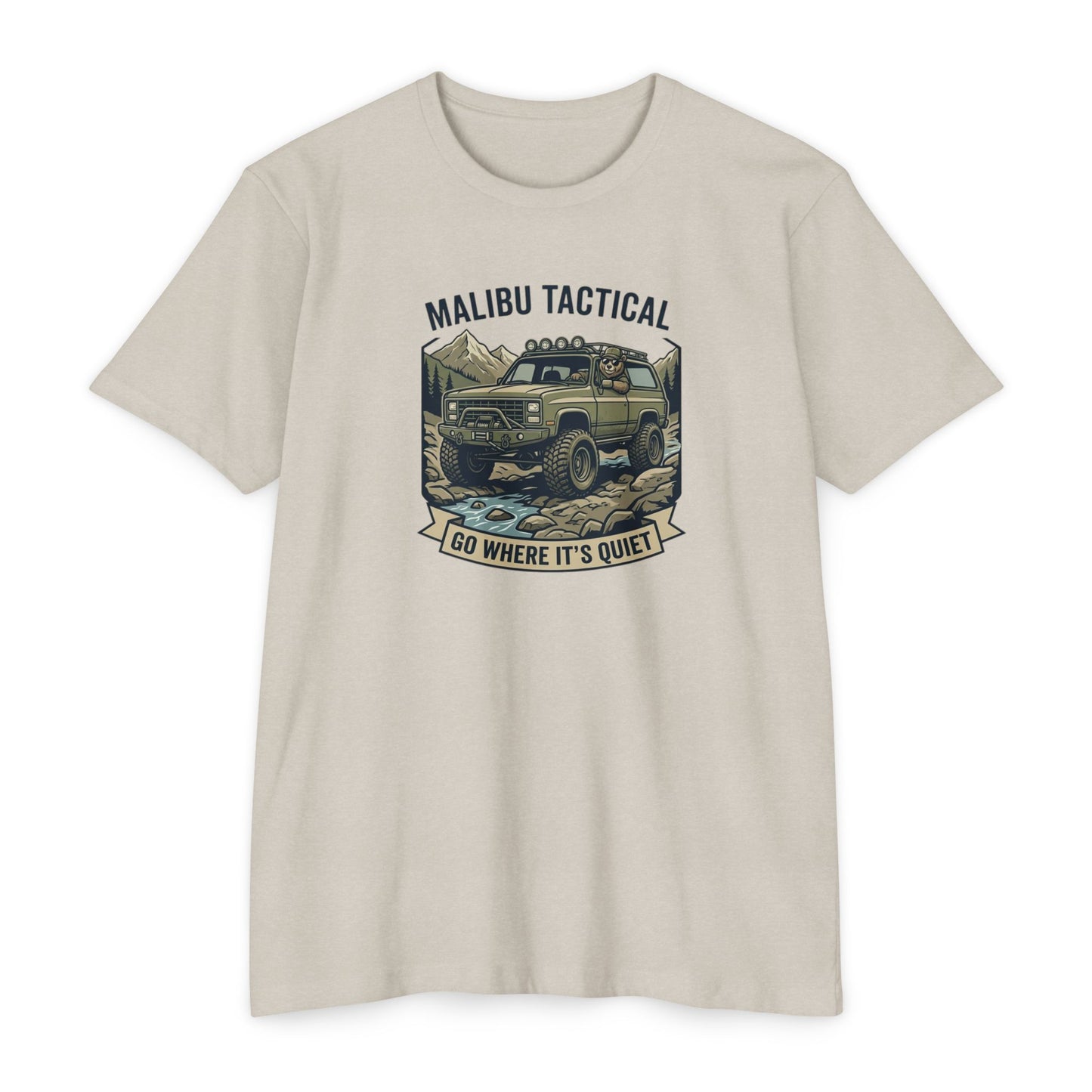 Go Where It's Quiet 4x4 off-road T-shirt in CVC Sand — Malibu Tactical