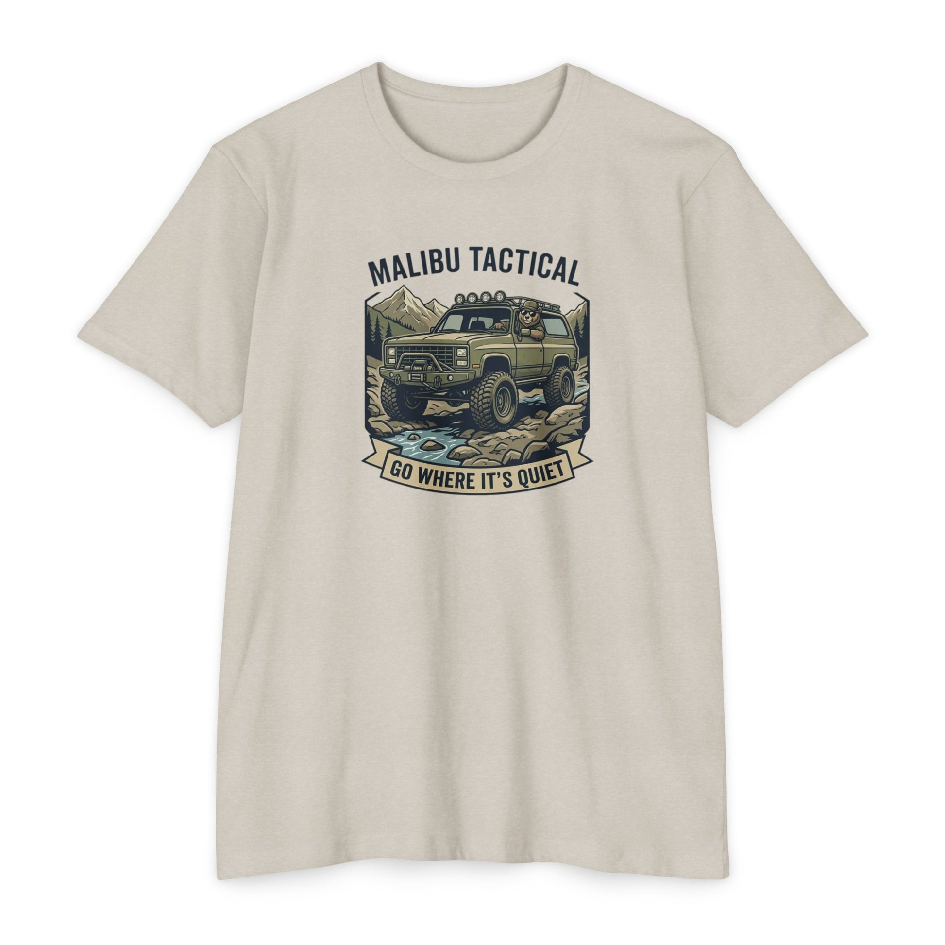 Go Where It's Quiet 4x4 off-road T-shirt in CVC Sand — Malibu Tactical